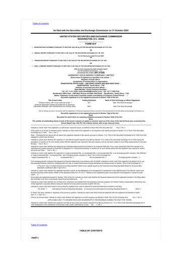 Thumbnail Harmony Gold 20-F Annual Report 2025