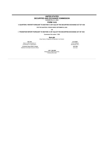 Thumbnail Aon 10-Q Quarterly Report FY2025 