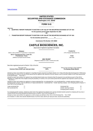 Miniature Castle Biosciences 10-Q Rapport trimestriel 2025 