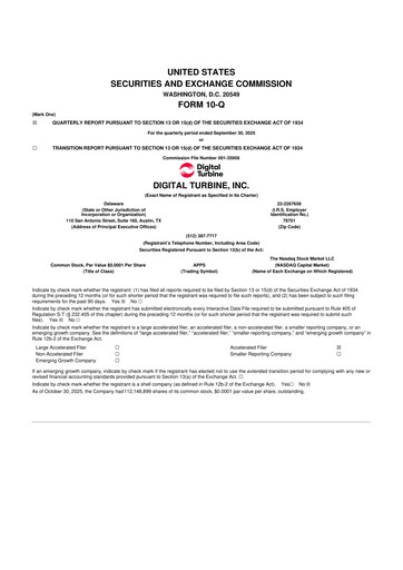 Miniature Digital Turbine
 10-Q Rapport trimestriel 2026 