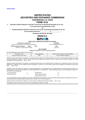 Thumbnail Orion S.A. 10-Q Quarterly Report FY2025 