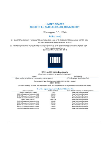 Vorschaubild Cement Roadstone Holding
 10-Q Quartalsbericht 2025 