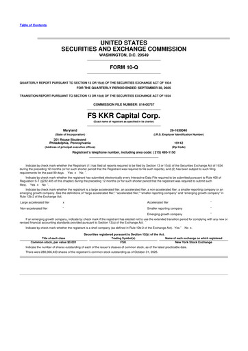 Thumbnail FS KKR Capital
 10-Q Quarterly Report FY2025 