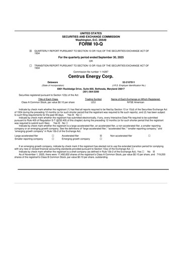 Miniature Centrus Energy 10-Q Rapport trimestriel 2025 