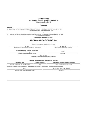 Thumbnail Americold 10-Q Quarterly Report FY 