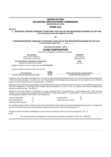 Thumbnail ACNB Corporation
 10-Q Quarterly Report FY2025 