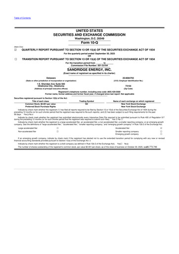 Miniature SandRidge Energy
 10-Q Rapport trimestriel 2025 