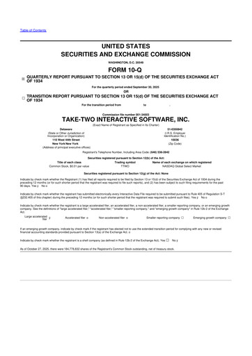 Thumbnail Take-Two Interactive
 10-Q Quarterly Report FY2026 