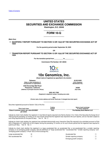 Miniature 10x Genomics
 10-Q Rapport trimestriel 2025 