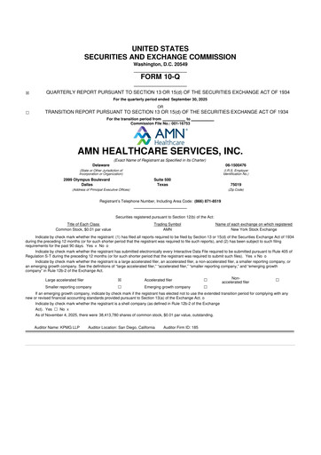 Thumbnail AMN Healthcare Services 10-Q Quarterly Report FY2025 