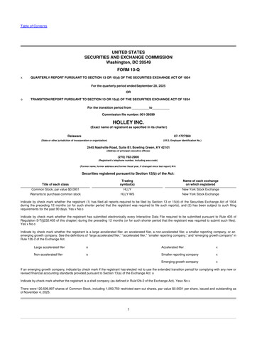 Vorschaubild Holley 10-Q Quartalsbericht 2025 