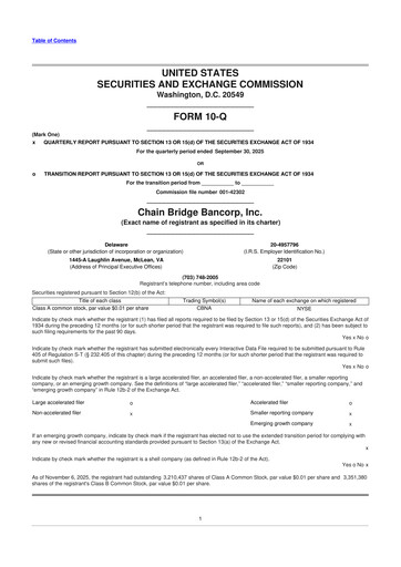 Thumbnail Chain Bridge Bancorp 10-Q Quarterly Report FY 