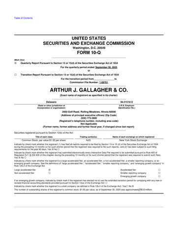 Vorschaubild Arthur J. Gallagher & Co.
 10-Q Quartalsbericht 2025 