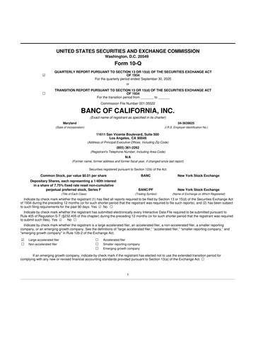 Thumbnail Banc of California 10-Q Quarterly Report FY2025 