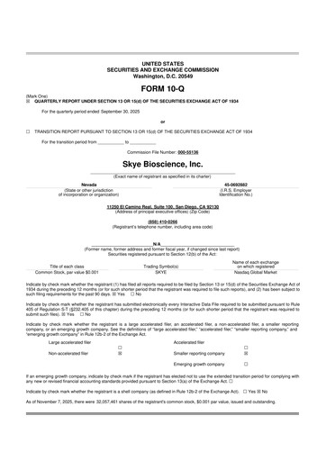 Vorschaubild Skye Bioscience 10-Q Quartalsbericht 2025 