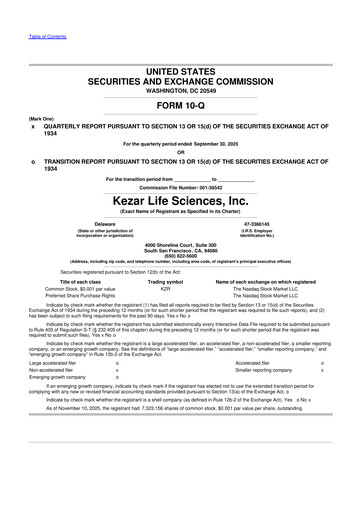 Thumbnail Kezar Life Sciences 10-Q Quarterly Report FY 