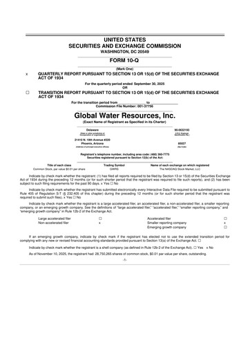 Thumbnail Global Water Resources 10-Q Quarterly Report FY2025 