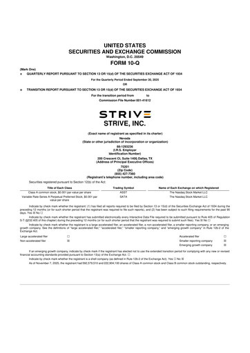 Thumbnail Strive Asset Management, LLC 10-Q Quarterly Report FY2025 