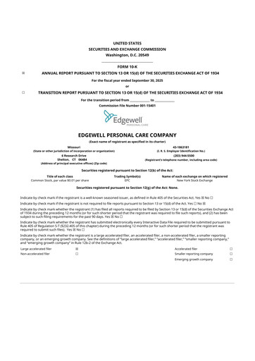 Thumbnail Edgewell Personal Care
 10-K Annual Report 2025