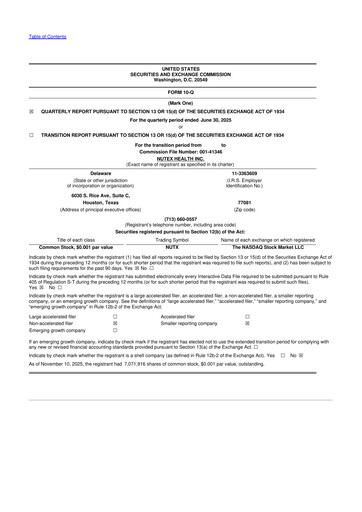 Thumbnail Nutex Health 10-Q Quarterly Report FY2025 