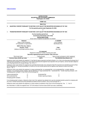 Thumbnail Nutex Health 10-Q Quarterly Report FY2025 