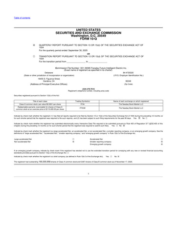 Thumbnail Faraday Future 10-Q Quarterly Report FY2025 