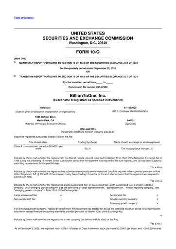 Thumbnail BillionToOne 10-Q Quarterly Report FY 