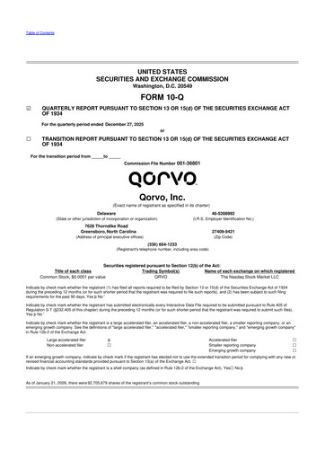 Thumbnail Qorvo
 10-Q Quarterly Report FY 