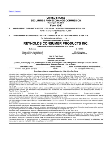 Thumbnail Reynolds Consumer Products 10-K Annual Report 2025
