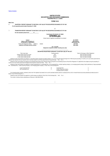 Thumbnail Steris 10-Q Quarterly Report FY2026 