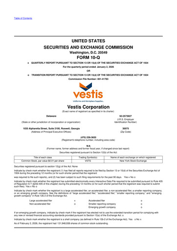 Thumbnail Vestis 10-Q Quarterly Report FY2026 