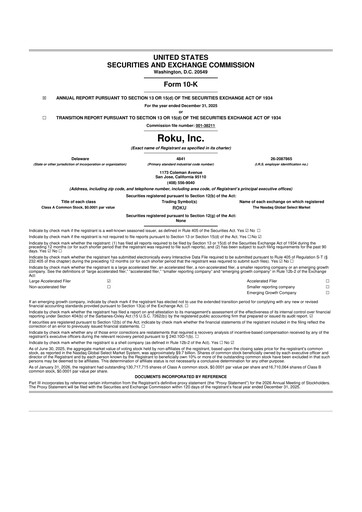 Thumbnail Roku 10-K Annual Report 2025