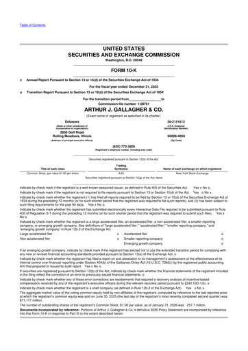 Vorschaubild Arthur J. Gallagher & Co.
 10-K Jahresbericht 2025