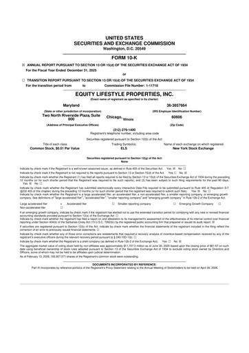 Thumbnail Equity LifeStyle Properties 10-K Annual Report 2025