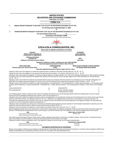 Thumbnail Coca-Cola Consolidated 10-K Annual Report 2025