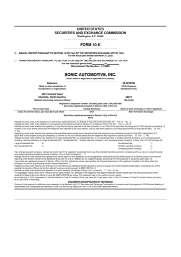 Thumbnail Sonic Automotive
 10-K Annual Report 2025