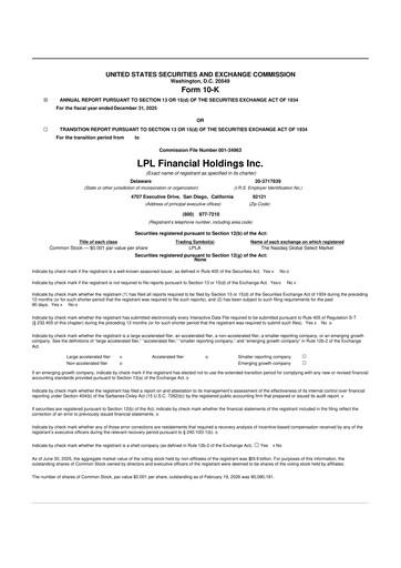 Thumbnail LPL Financial
 10-K Annual Report 2025