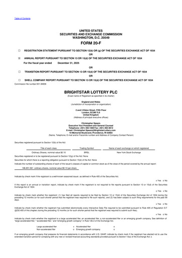 Thumbnail Brightstar Lottery 20-F Annual Report 2025