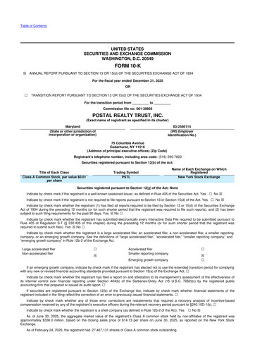 Thumbnail Postal Realty Trust 10-K Annual Report 