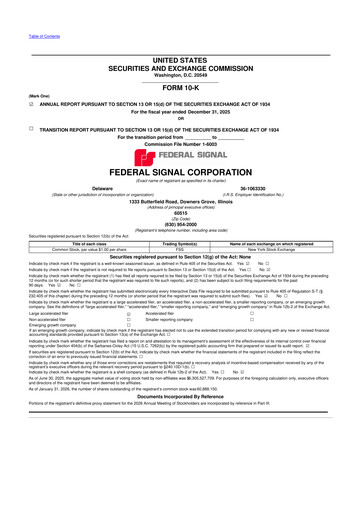 Thumbnail Federal Signal 10-K Annual Report 2025
