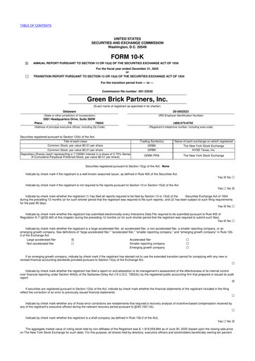 Miniature Green Brick Partners
 10-K Rapport annuel 2025