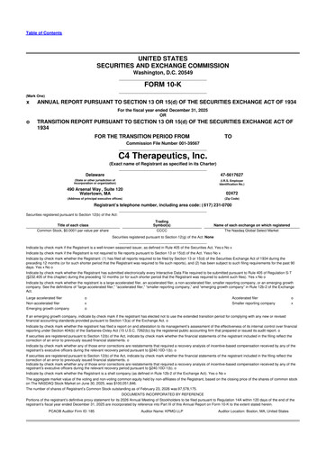 Vorschaubild C4 Therapeutics 10-K Jahresbericht 