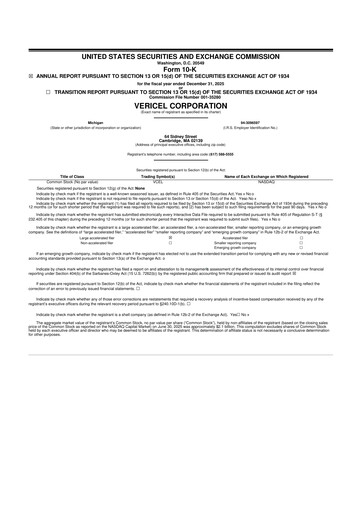 Thumbnail Vericel
 10-K Annual Report 