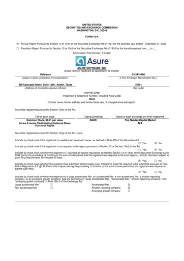 Thumbnail Asure Software
 10-K Annual Report 