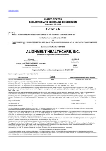 Thumbnail Alignment Healthcare 10-K Annual Report 2025