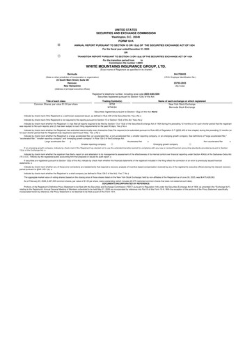 Thumbnail White Mountains Insurance Group 10-K Annual Report 2025