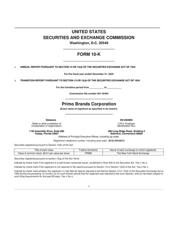 Thumbnail Primo Brands 10-K Annual Report 2025