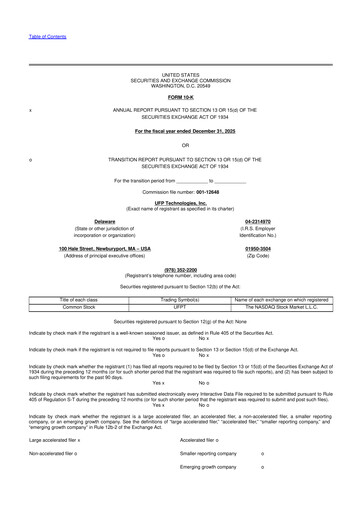 Vorschaubild UFP Technologies
 10-K Jahresbericht 2025