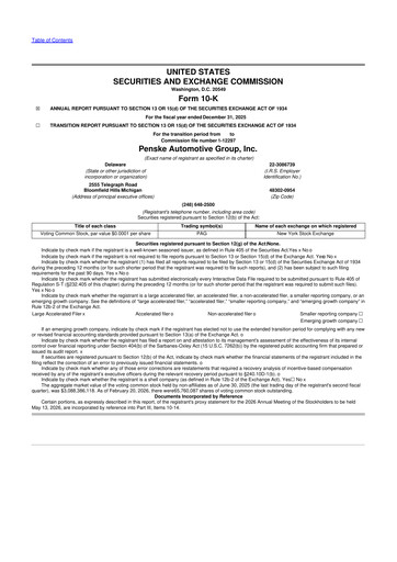 Thumbnail Penske Automotive Group 10-K Annual Report 2025