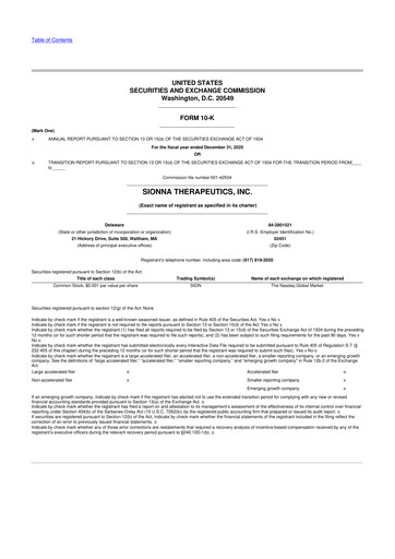 Miniature Sionna Therapeutics 10-K Rapport annuel 2025